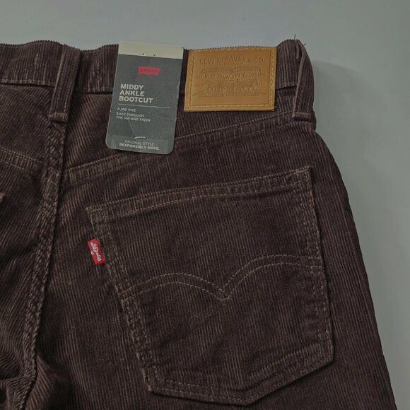 NWT Levi's Middy Ankle Bootcut Corduroy Pants Brown Size 26 - Retro 70s - Picture 5 of 7
